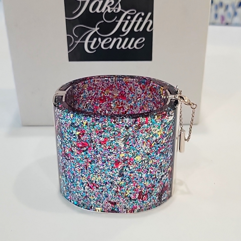 CELINE Confetti Glitter Resin Bangle Bracelet - Picture 4 of 13
